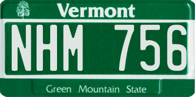VT license plate NHM756