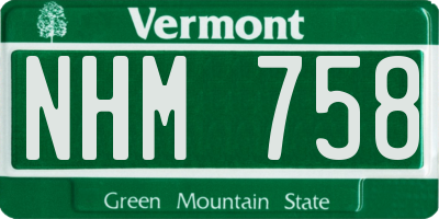 VT license plate NHM758