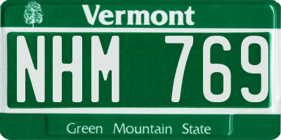 VT license plate NHM769