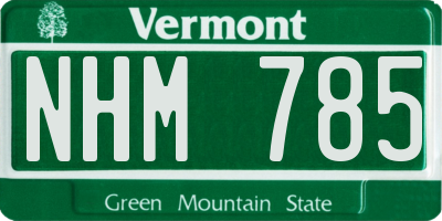 VT license plate NHM785