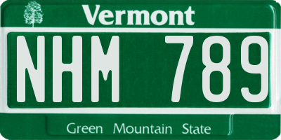 VT license plate NHM789