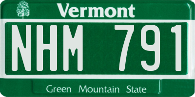 VT license plate NHM791