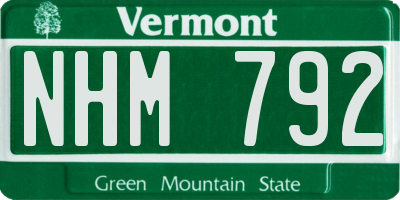 VT license plate NHM792