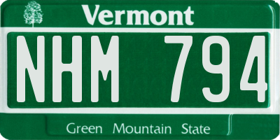 VT license plate NHM794