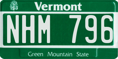 VT license plate NHM796