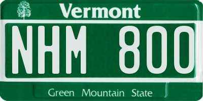 VT license plate NHM800