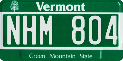 VT license plate NHM804