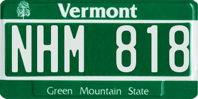 VT license plate NHM818
