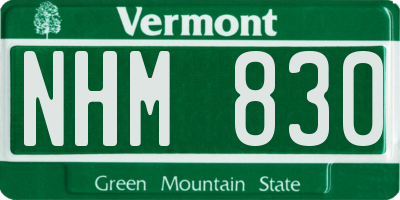 VT license plate NHM830