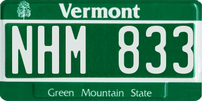 VT license plate NHM833