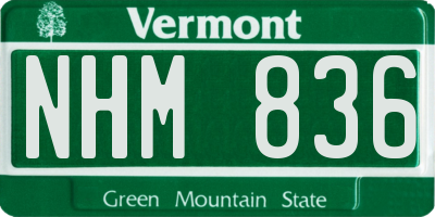 VT license plate NHM836