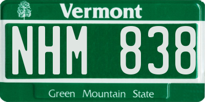 VT license plate NHM838