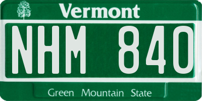 VT license plate NHM840