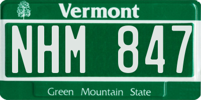 VT license plate NHM847