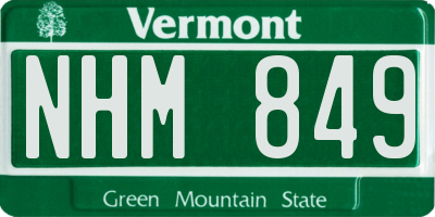 VT license plate NHM849