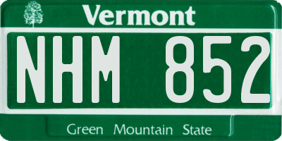 VT license plate NHM852