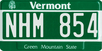 VT license plate NHM854