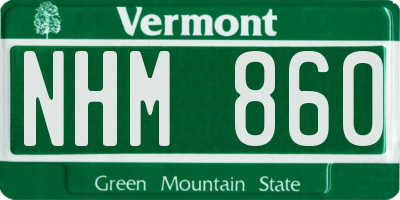 VT license plate NHM860