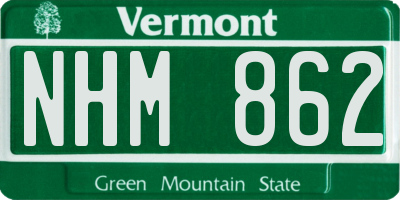 VT license plate NHM862