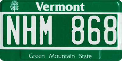 VT license plate NHM868