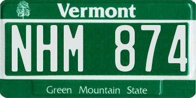 VT license plate NHM874