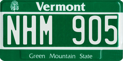VT license plate NHM905