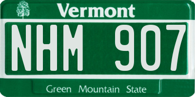 VT license plate NHM907