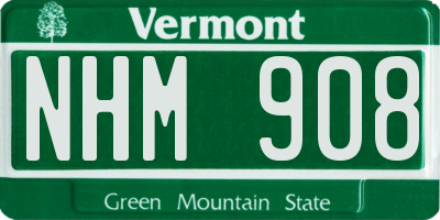VT license plate NHM908