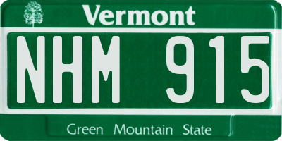 VT license plate NHM915