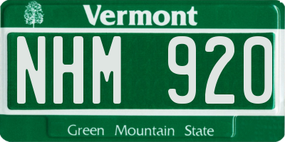 VT license plate NHM920