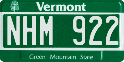 VT license plate NHM922