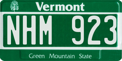 VT license plate NHM923
