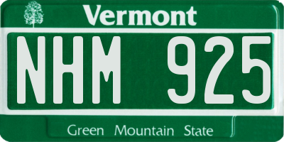 VT license plate NHM925