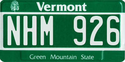 VT license plate NHM926