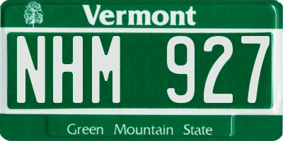 VT license plate NHM927