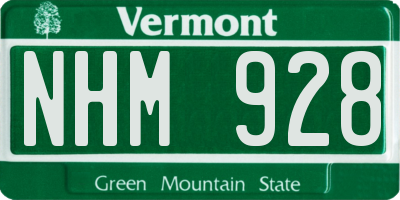 VT license plate NHM928