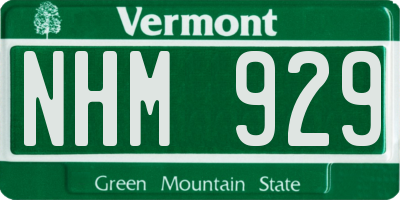 VT license plate NHM929