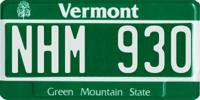 VT license plate NHM930
