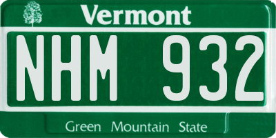 VT license plate NHM932