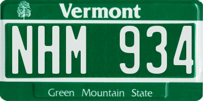 VT license plate NHM934
