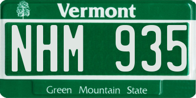 VT license plate NHM935