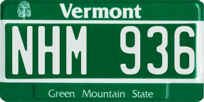 VT license plate NHM936