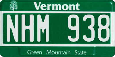 VT license plate NHM938