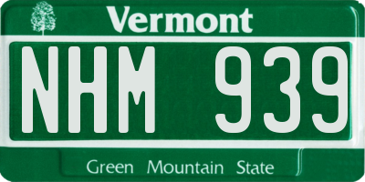 VT license plate NHM939
