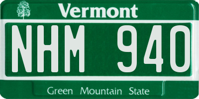 VT license plate NHM940