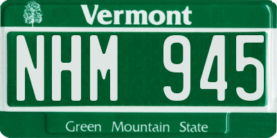 VT license plate NHM945