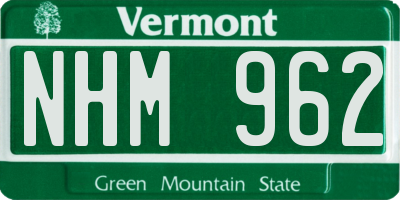 VT license plate NHM962