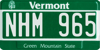 VT license plate NHM965