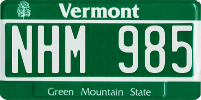 VT license plate NHM985