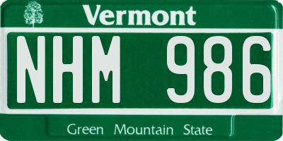 VT license plate NHM986
